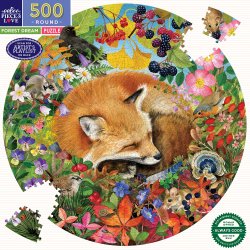 eeBoo - Rundt puslespil 500 brk - Forest Dream