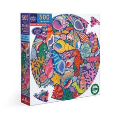 eeBoo - Rundt puslespil 500 brk - Seahorses Shells &amp; Coral