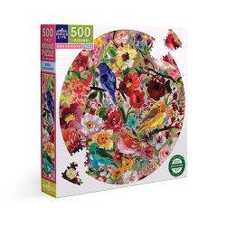 eeBoo - Rundt puslespil 500 brk - Birds &amp; Blossoms