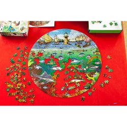 eeBoo - Rundt Puslespil 500 brk - Fisk &amp; b&#229;de