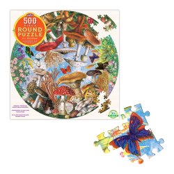 eeBoo - Rundt puslespil 500 brk - Sommerfugle &amp; svampe
