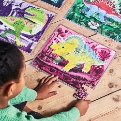 eeBoo - 4 Puslespil 36 brk - Dinosaurer - Lyser i m&#248;rke