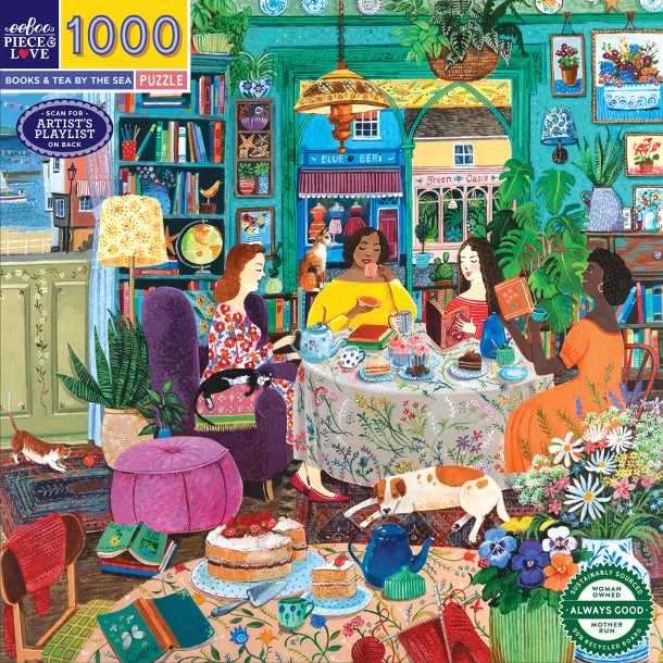eeBoo - Puslespil 1000 brk - Books &amp; Tea by the Sea