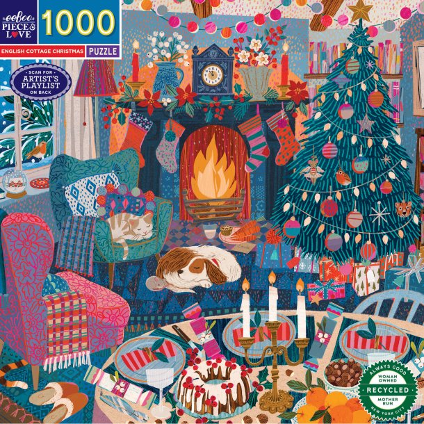 eeBoo - Puslespil 1000 brk - English Cottage Christmas