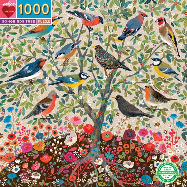eeBoo - Puslespil 1000 brk - Songbirds Tree