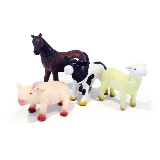 Green Rubber Toys - Bondeg&#229;rdsdyr - s&#230;t med 4