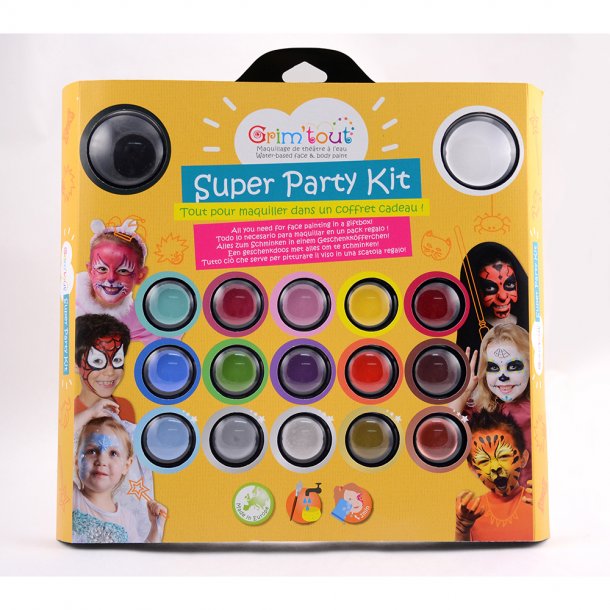 Grim&#39;Tout - Teatersminke - 17 farver - Super Party Kit