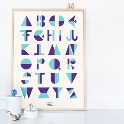 Michelle Carlslund - Plakat - 50 x 70 cm - Alfabetet Bl&#229;