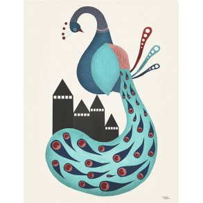 Michelle Carlslund - Plakat - 30 x 40 cm - Påfugl