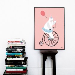 Michelle Carlslund - Plakat - 50 x 70 cm - Cyklende Bj&#248;rn