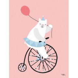 Michelle Carlslund - Plakat - 50 x 70 cm - Cyklende Bj&#248;rn