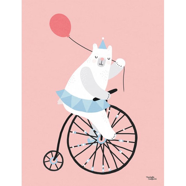 Michelle Carlslund - Plakat - 50 x 70 cm - Cyklende Bj&#248;rn