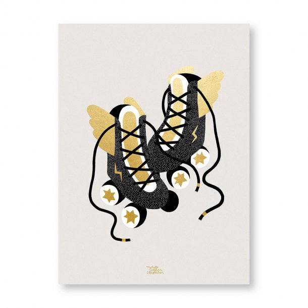Michelle Carlslund - Plakat - 50 x 70 cm -Guld - Rullesk&#248;jter