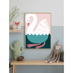 Michelle Carlslund - Plakat - 30 x 40 cm - Swimming Swan