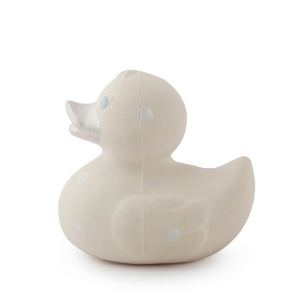 Oli &amp; Carol - Lille Badeand - Hvid m. s&#248;lv prikker 8cm.