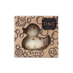 Oli &amp; Carol - Lille Badeand - Hvid m. guld prikker 8cm.