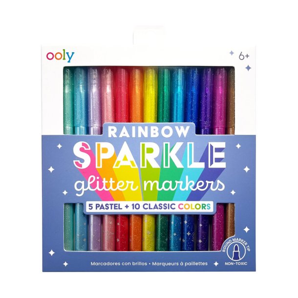 OOLY - Tusser 15 stk - Rainbow Sparkle Glitter