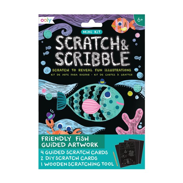 OOLY - Ridsekort - Friendly Fish - Mini Scratch &amp; Scribble