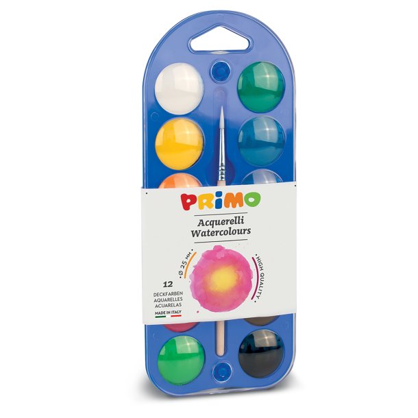 PRIMO - Vandfarve palette 12 farver - S