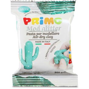 PRIMO - Selvhærdende ler 250g - Grøn glimmer
