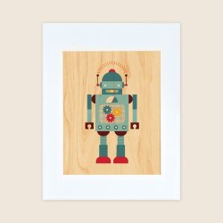 Petit Collage - Stort print p&#229; tr&#230; - Robot