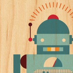 Petit Collage - Stort print p&#229; tr&#230; - Robot