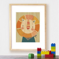 Petit Collage - Stort print p&#229; tr&#230; - L&#248;ve