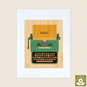 Petit Collage - Stort print på træ - Skrivemaskine