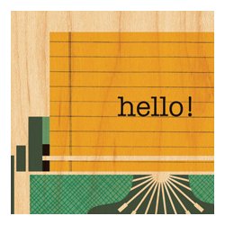 Petit Collage - Stort print p&#229; tr&#230; - Skrivemaskine