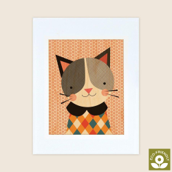 Petit Collage - Stort print p&#229; tr&#230; - Kat