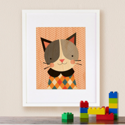 Petit Collage - Stort print p&#229; tr&#230; - Kat