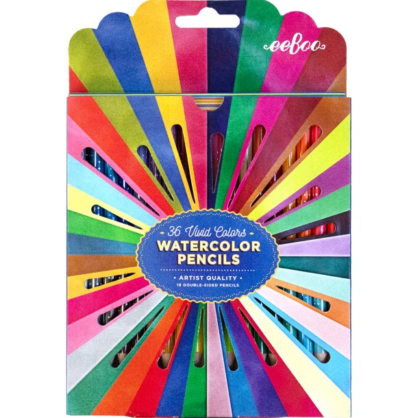 eeBoo - 36 dobbelte akvarel farveblyanter - Rainbow