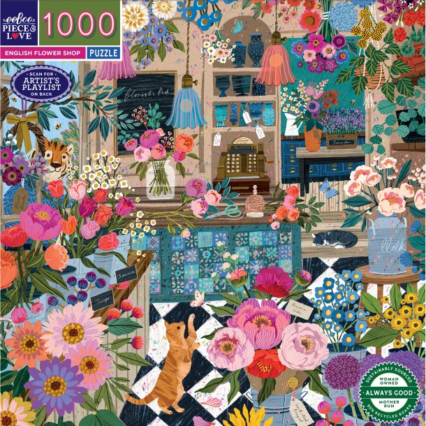 eeBoo - Puslespil 1000 brk - English Flower Shop