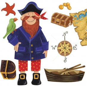 RoomMates - Wallstickers - Skattejagt / Pirater