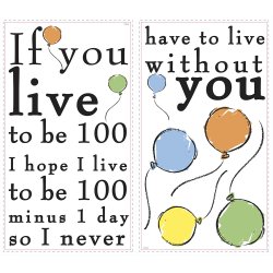 RoomMates - Wallstickers - Peter Plys, Live to be 100, citat