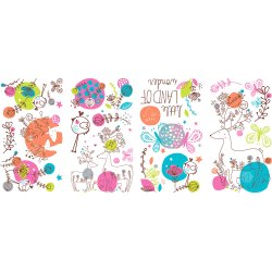 RoomMates - Wallstickers - Zutano dyr og blomster