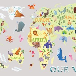 RoomMates - Wallstickers - B&#248;rnenes Verdenskort