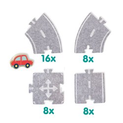 SES Creative - Filt vejbane med bil 40 dele