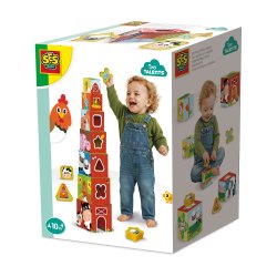 SES Creative - Stableklodser og puttekasse 2i1 - Bondegårdsdyr