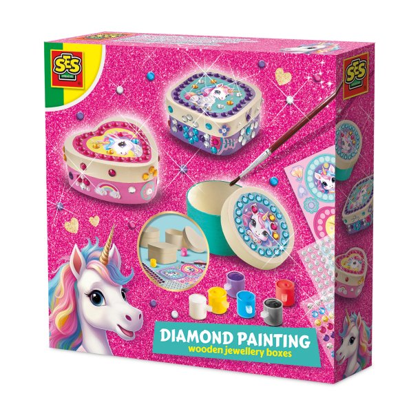 SES Creative - Diamantmosaik - Smykkeskrin med enhj&#248;rning