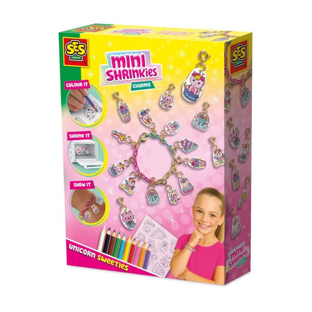 SES Creative - Krympeplast - Mini Shrinkies - Søde enhjørninger