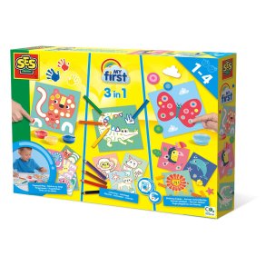 SES Creative - Min første - 3 i 1 - Fingermaling, farvelægning og klistermærker