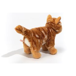 Teddy Hermann - St&#229;ende kat r&#248;dstribet 20 cm