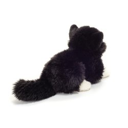 Teddy Hermann - Liggende kat sort-hvid  20 cm