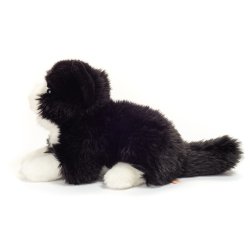 Teddy Hermann - Liggende kat sort-hvid  20 cm