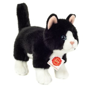Teddy Hermann - Stående sort-hvid kat 20 cm