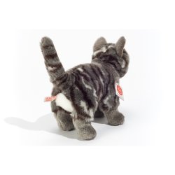 Teddy Hermann - St&#229;ende kat gr&#229;stribet 20 cm