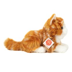 Teddy Hermann - Liggende kat r&#248;dstribet 20 cm