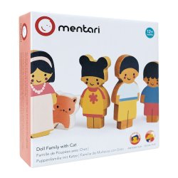 Mentari - Dukkehusfigurer - Familie med kat